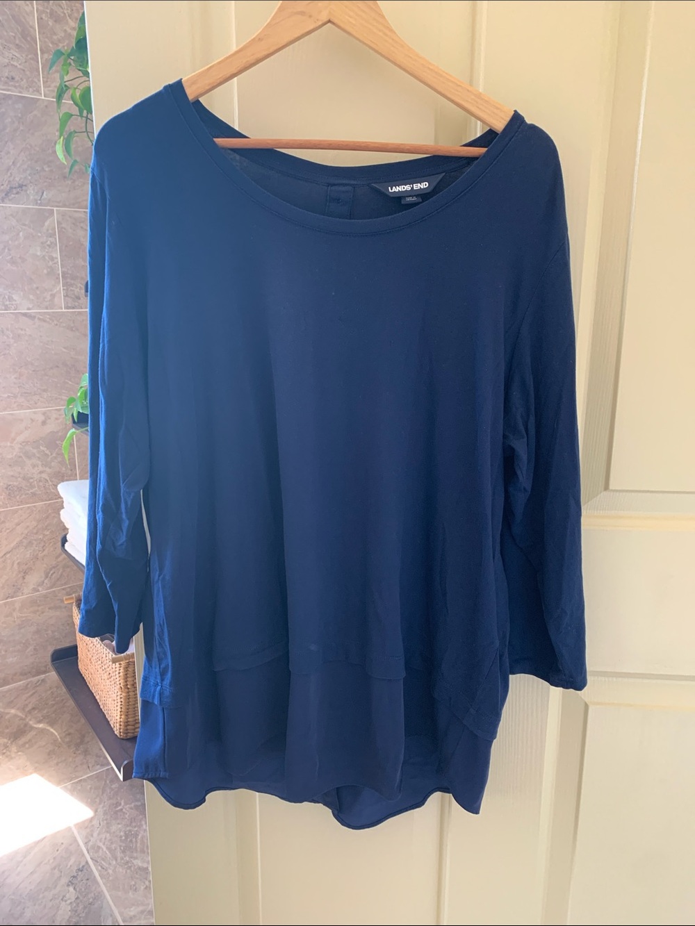 Lands' End Navy Blue Layered-Hem Long Sleeve Tunic